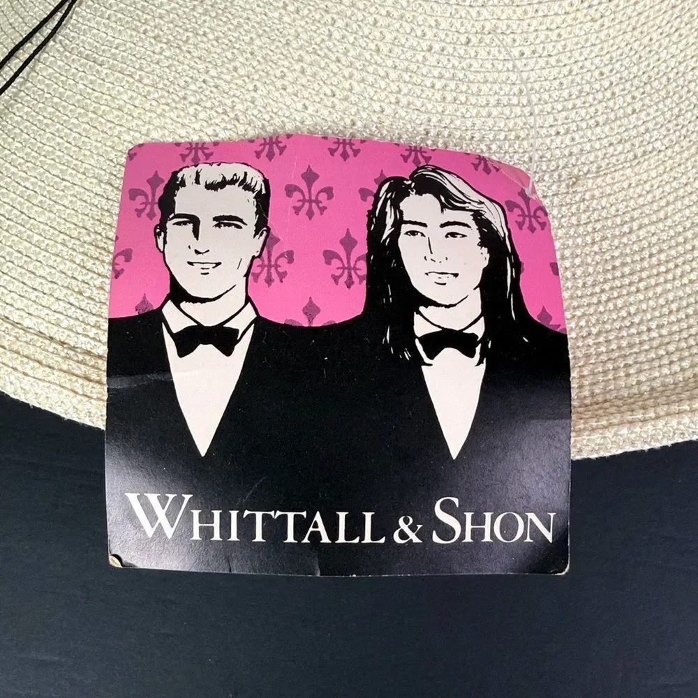 Whittall & Shon Wide Brim Straw Hat Lace Knotted Wrap Summer Derby Garden Party